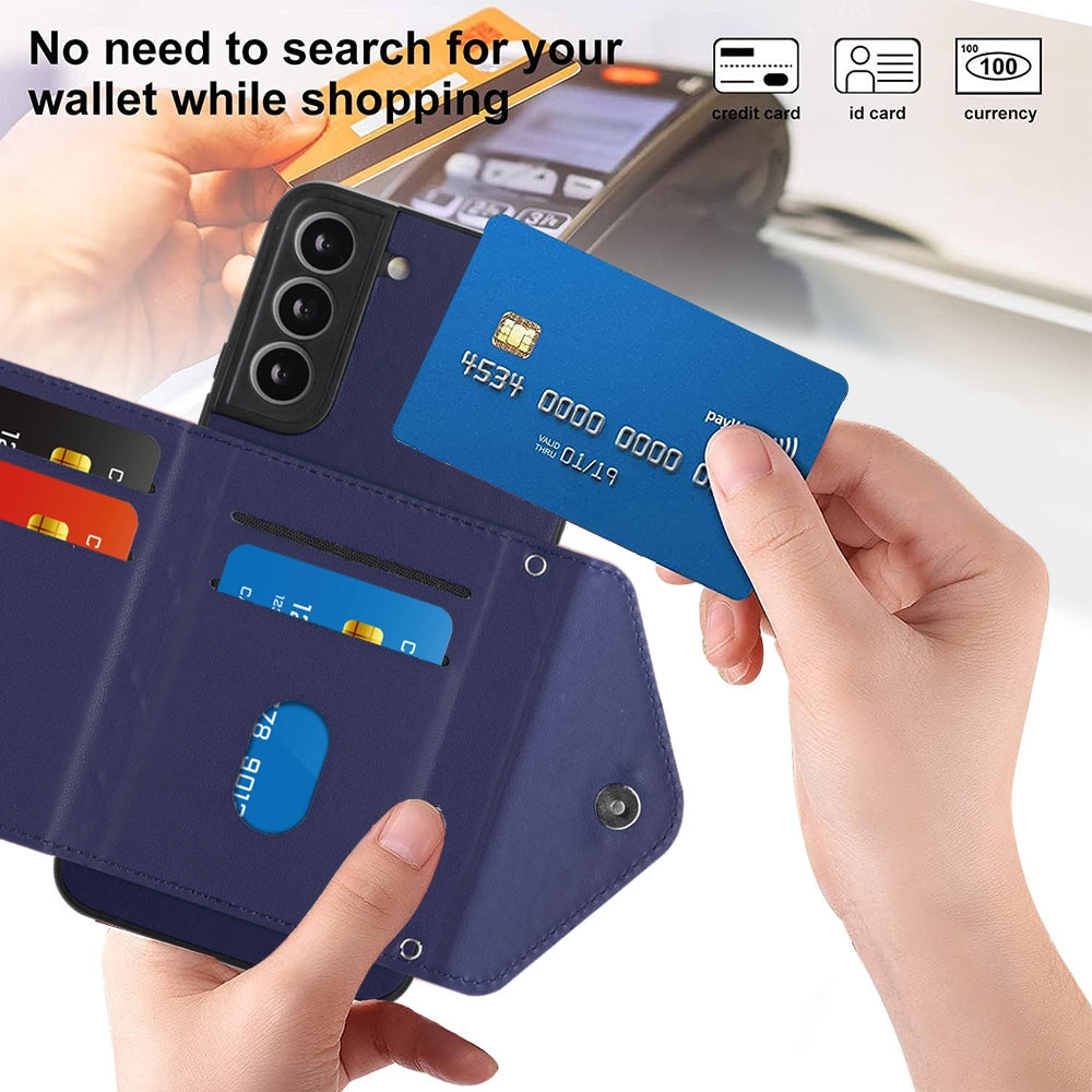 Samsung Galaxy S22+ 5G Leather Case with Card Holder & RFID Protection, Long Lanyard Included