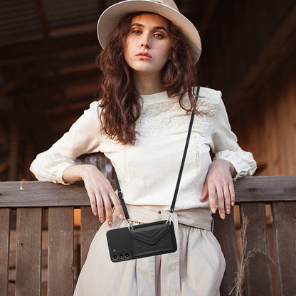 Samsung Galaxy S22+ 5G Leather Case with Card Holder & RFID Protection, Long Lanyard Included