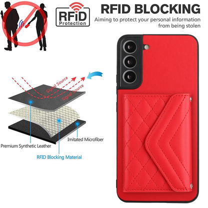 Samsung Galaxy S22+ 5G Leather Case with Card Holder & RFID Protection, Long Lanyard Included