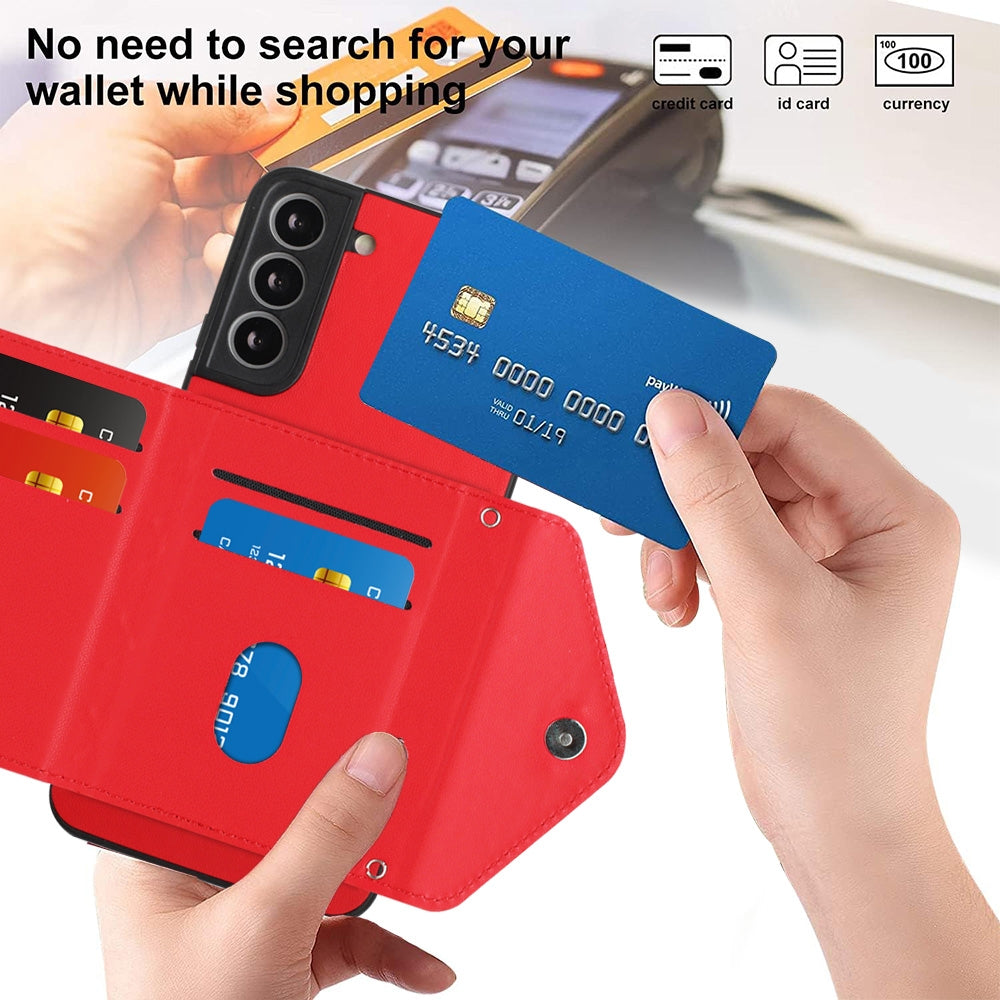 Samsung Galaxy S22+ 5G Leather Case with Card Holder & RFID Protection, Long Lanyard Included