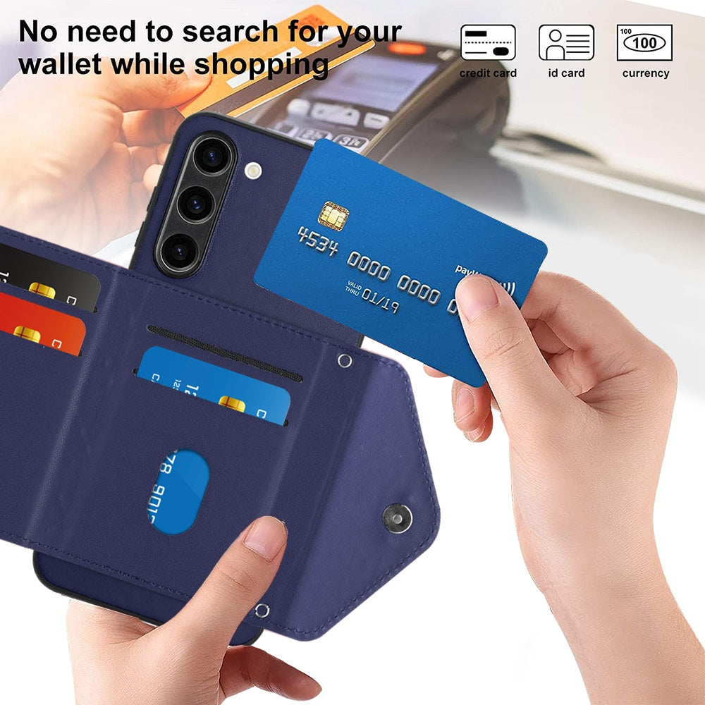 Samsung Galaxy S23 5G Leather Case with Card Holder & RFID Protection, Long Lanyard Included