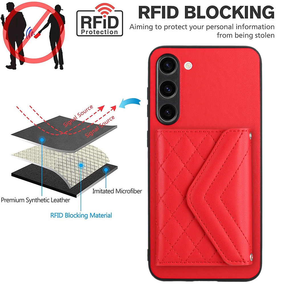 Samsung Galaxy S23 5G Leather Case with Card Holder & RFID Protection, Long Lanyard Included