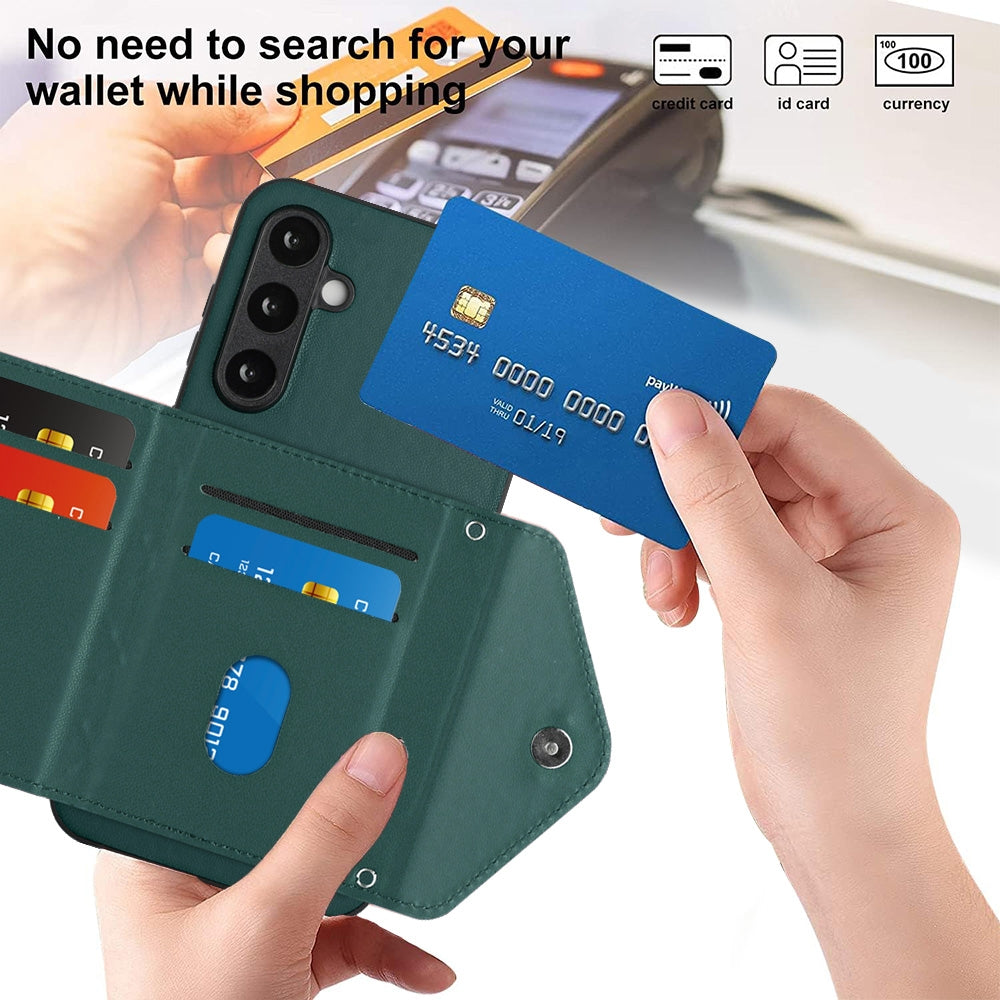 Samsung Galaxy S23 FE 5G Leather Case with Card Holder & RFID Protection, Long Lanyard Included