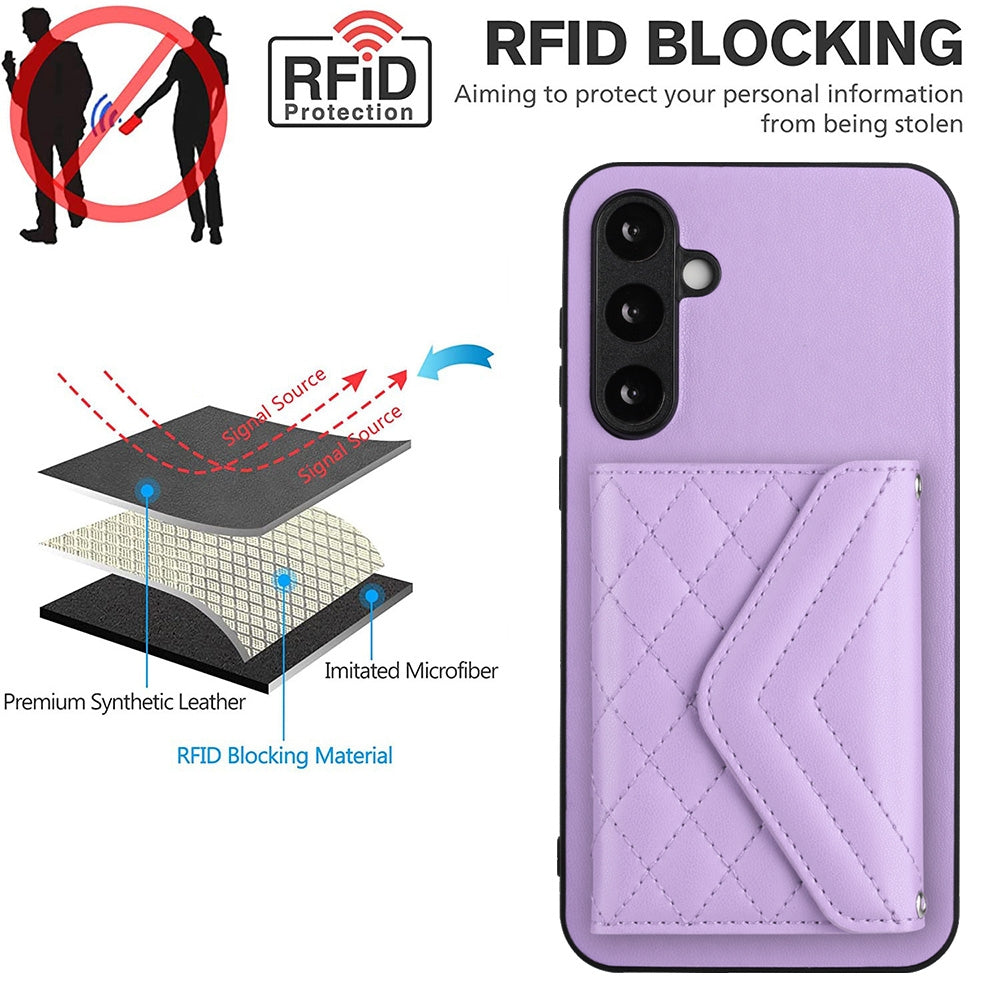 Samsung Galaxy S23 FE 5G Leather Case with Card Holder & RFID Protection, Long Lanyard Included