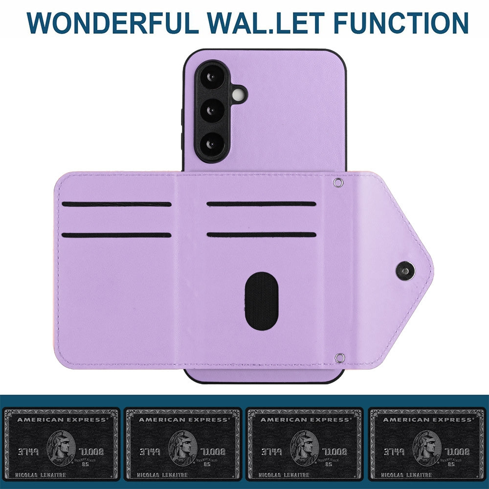 Samsung Galaxy S23 FE 5G Leather Case with Card Holder & RFID Protection, Long Lanyard Included