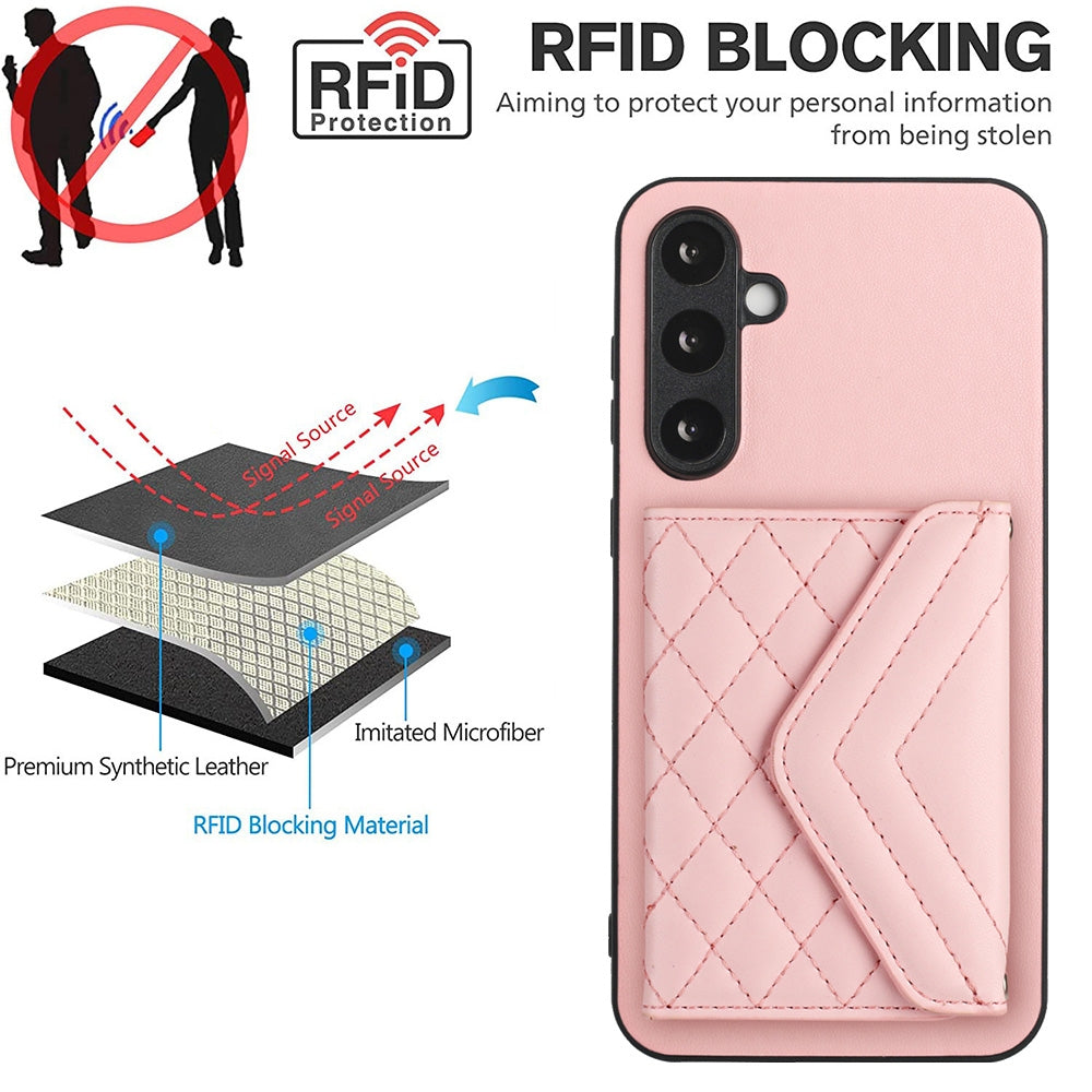 Samsung Galaxy S23 FE 5G Leather Case with Card Holder & RFID Protection, Long Lanyard Included