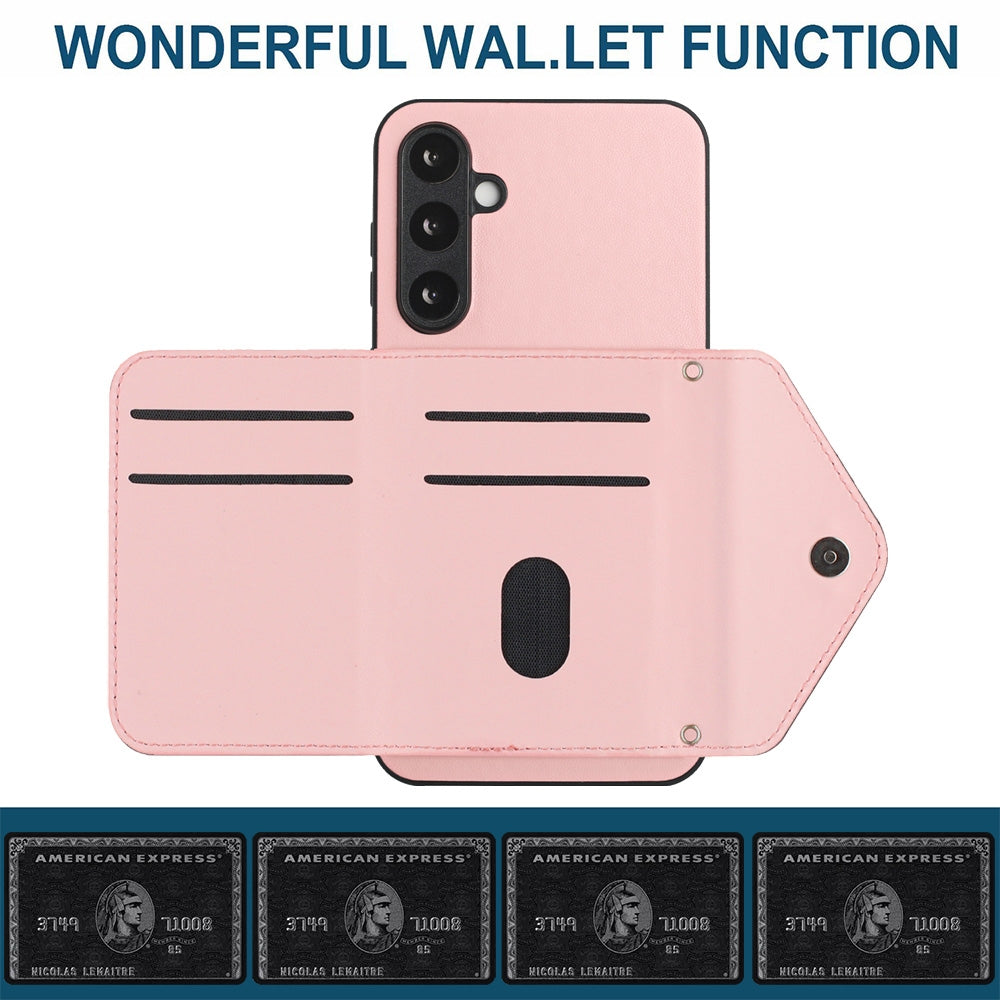 Samsung Galaxy S23 FE 5G Leather Case with Card Holder & RFID Protection, Long Lanyard Included