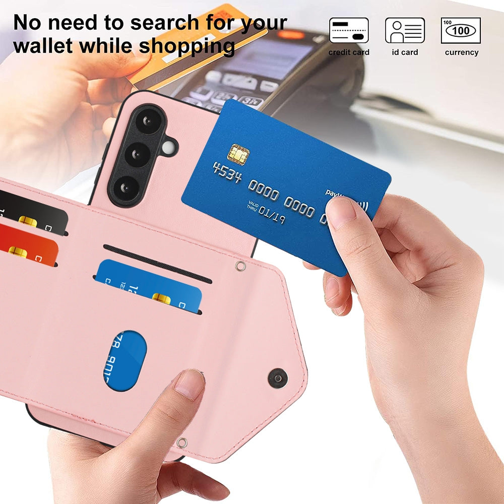 Samsung Galaxy S23 FE 5G Leather Case with Card Holder & RFID Protection, Long Lanyard Included