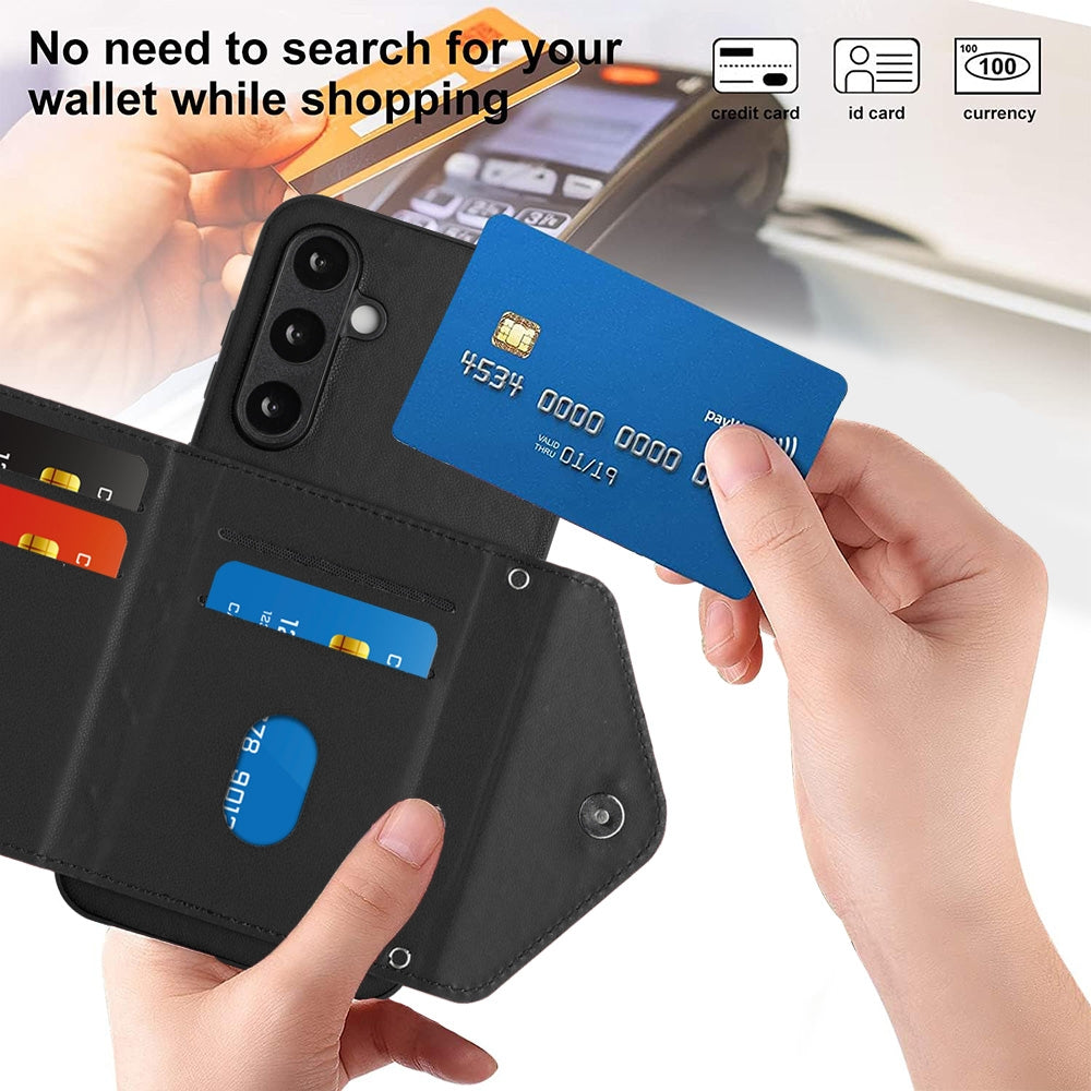 Samsung Galaxy S23 FE 5G Leather Case with Card Holder & RFID Protection, Long Lanyard Included