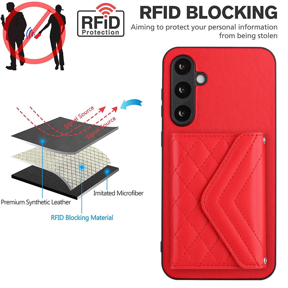 Samsung Galaxy S23 FE 5G Leather Case with Card Holder & RFID Protection, Long Lanyard Included