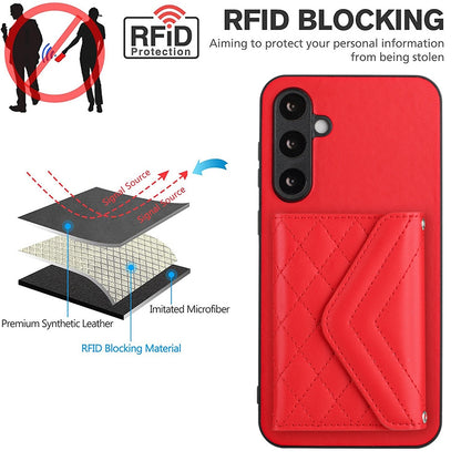 Samsung Galaxy S23 FE 5G Leather Case with Card Holder & RFID Protection, Long Lanyard Included