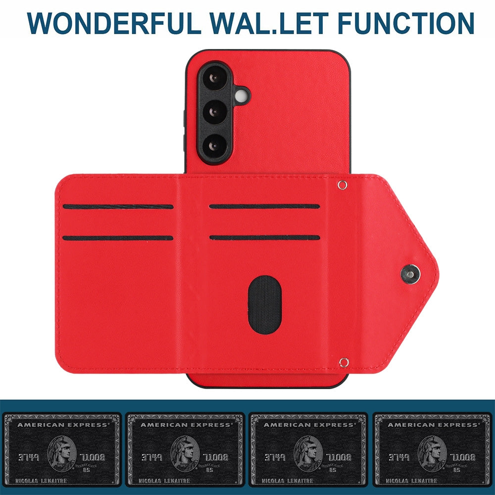 Samsung Galaxy S23 FE 5G Leather Case with Card Holder & RFID Protection, Long Lanyard Included