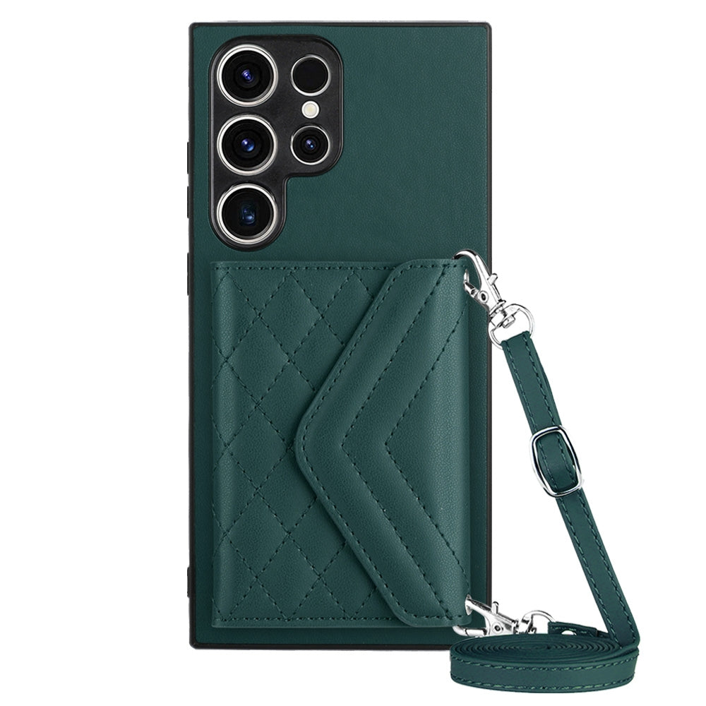 Samsung Galaxy S23 Ultra 5G Leather Case with Card Holder & RFID Protection, Long Lanyard Included