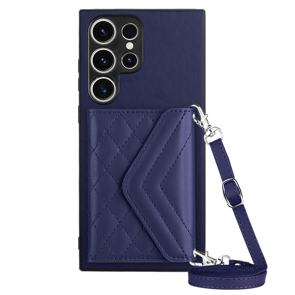 Samsung Galaxy S23 Ultra 5G Leather Case with Card Holder & RFID Protection, Long Lanyard Included