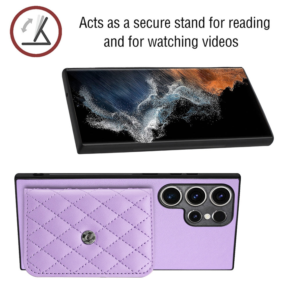 Samsung Galaxy S23 Ultra 5G Leather Case with Card Holder & RFID Protection, Long Lanyard Included