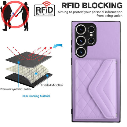 Samsung Galaxy S23 Ultra 5G Leather Case with Card Holder & RFID Protection, Long Lanyard Included
