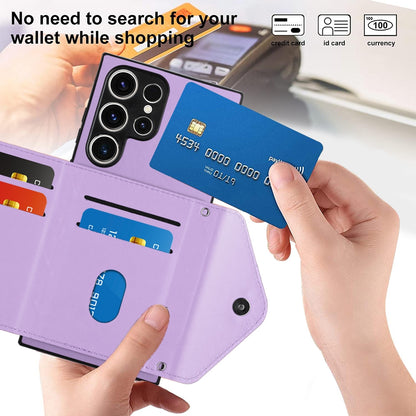 Samsung Galaxy S23 Ultra 5G Leather Case with Card Holder & RFID Protection, Long Lanyard Included