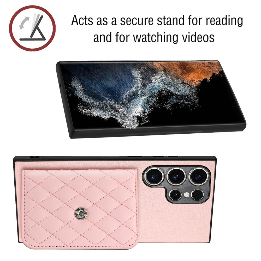 Samsung Galaxy S23 Ultra 5G Leather Case with Card Holder & RFID Protection, Long Lanyard Included