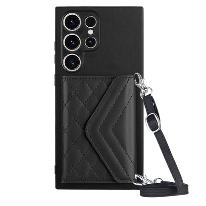 Samsung Galaxy S23 Ultra 5G Leather Case with Card Holder & RFID Protection, Long Lanyard Included