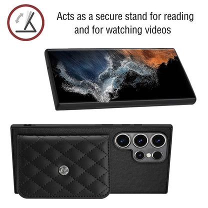 Samsung Galaxy S23 Ultra 5G Leather Case with Card Holder & RFID Protection, Long Lanyard Included