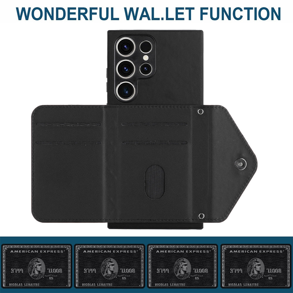 Samsung Galaxy S23 Ultra 5G Leather Case with Card Holder & RFID Protection, Long Lanyard Included