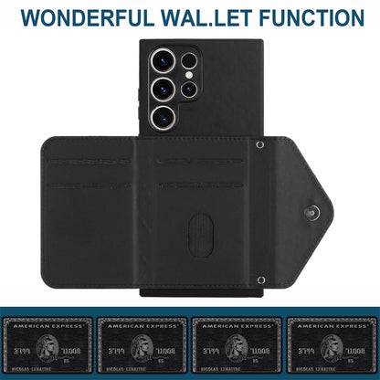 Samsung Galaxy S23 Ultra 5G Leather Case with Card Holder & RFID Protection, Long Lanyard Included