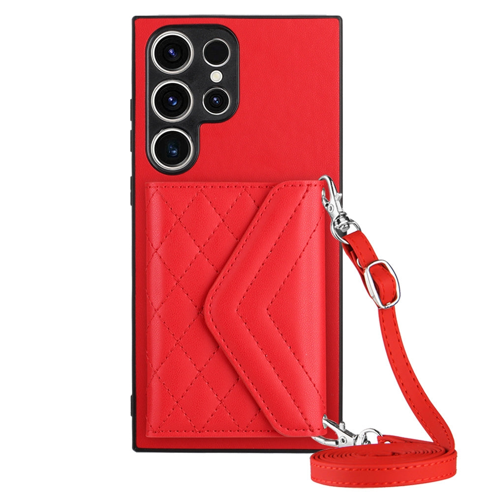 Samsung Galaxy S23 Ultra 5G Leather Case with Card Holder & RFID Protection, Long Lanyard Included