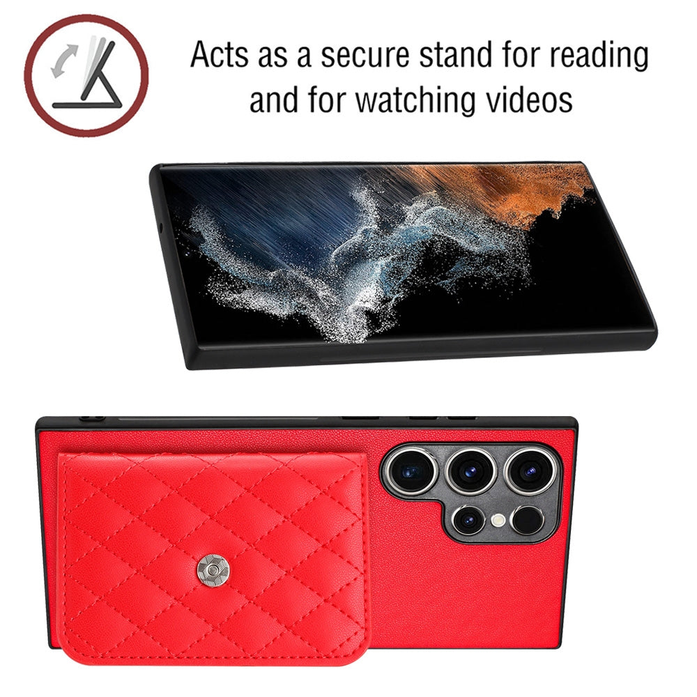 Samsung Galaxy S23 Ultra 5G Leather Case with Card Holder & RFID Protection, Long Lanyard Included