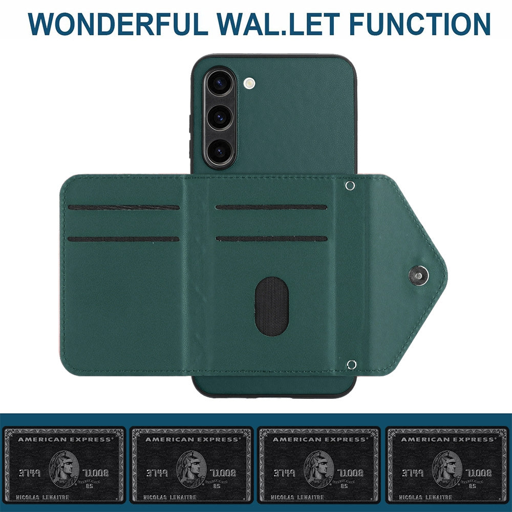 Samsung Galaxy S23+ 5G Leather Case with Card Holder & RFID Protection, Long Lanyard Included