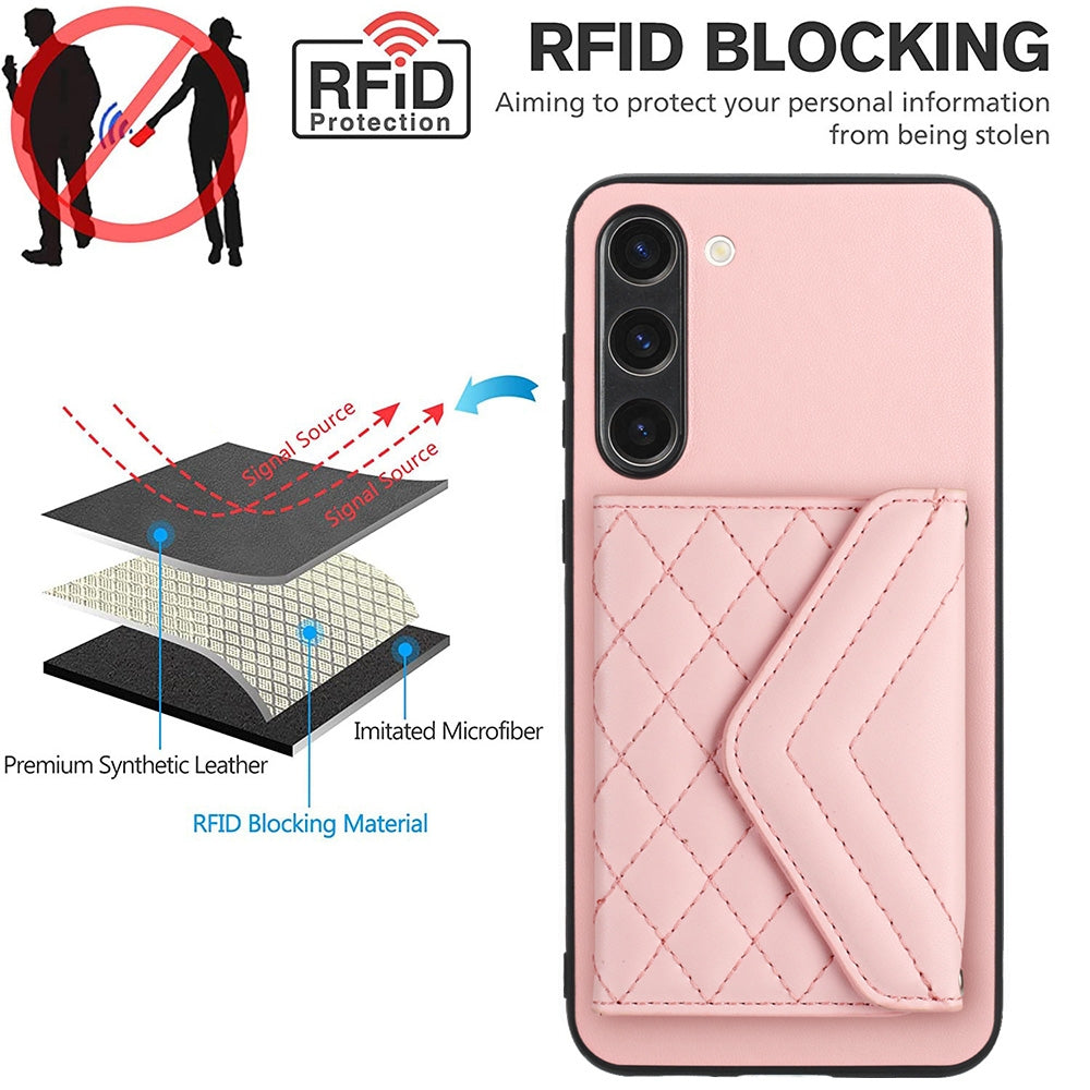 Samsung Galaxy S23+ 5G Leather Case with Card Holder & RFID Protection, Long Lanyard Included