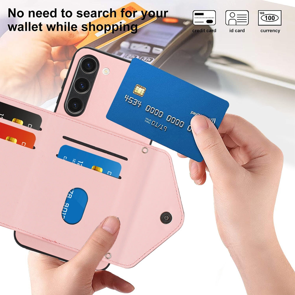 Samsung Galaxy S23+ 5G Leather Case with Card Holder & RFID Protection, Long Lanyard Included
