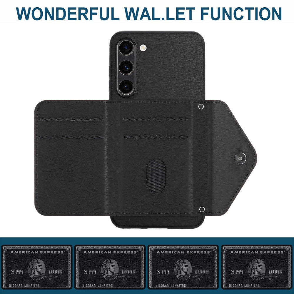 Samsung Galaxy S23+ 5G Leather Case with Card Holder & RFID Protection, Long Lanyard Included