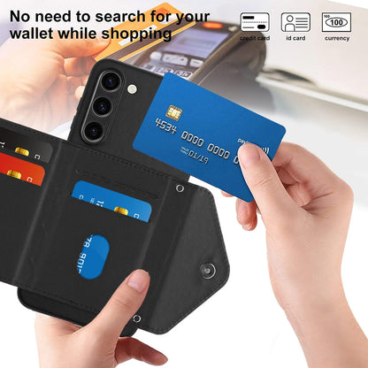 Samsung Galaxy S23+ 5G Leather Case with Card Holder & RFID Protection, Long Lanyard Included