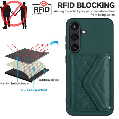 Samsung Galaxy S24 5G Leather Case with Card Holder & RFID Protection, Long Lanyard Included