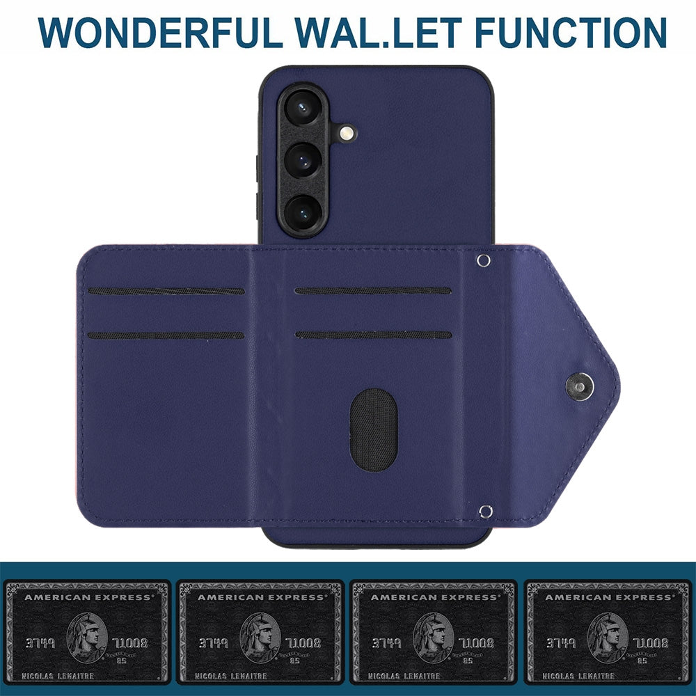 Samsung Galaxy S24 5G Leather Case with Card Holder & RFID Protection, Long Lanyard Included