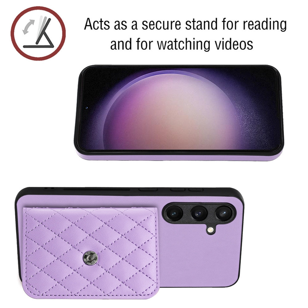 Samsung Galaxy S24 5G Leather Case with Card Holder & RFID Protection, Long Lanyard Included