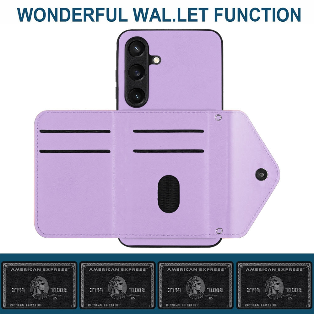Samsung Galaxy S24 5G Leather Case with Card Holder & RFID Protection, Long Lanyard Included