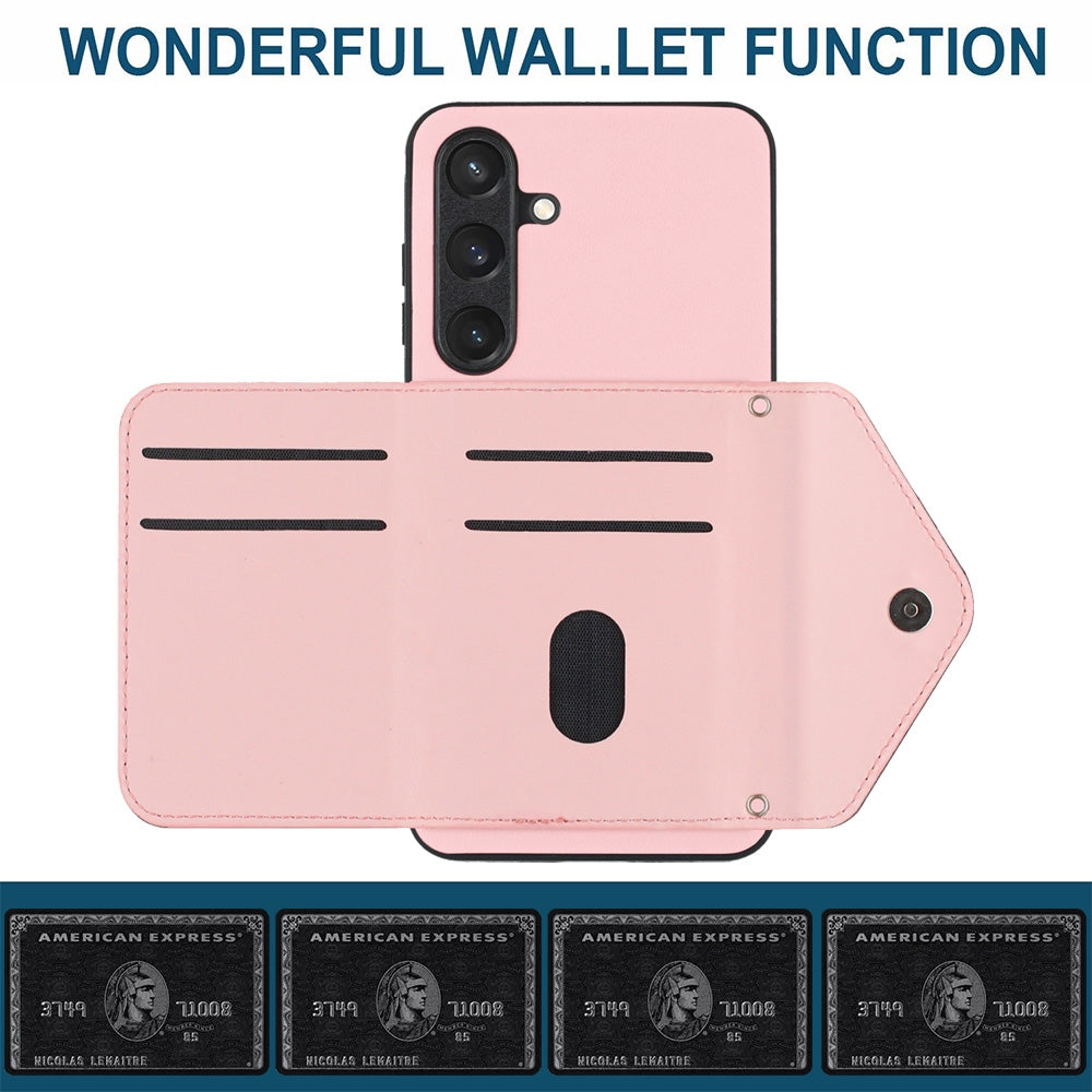 Samsung Galaxy S24 5G Leather Case with Card Holder & RFID Protection, Long Lanyard Included