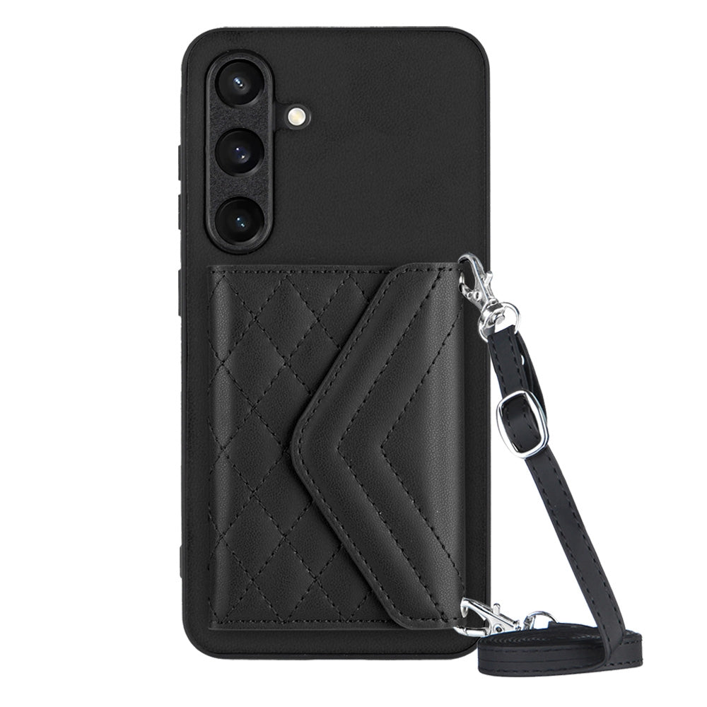 Samsung Galaxy S24 5G Leather Case with Card Holder & RFID Protection, Long Lanyard Included