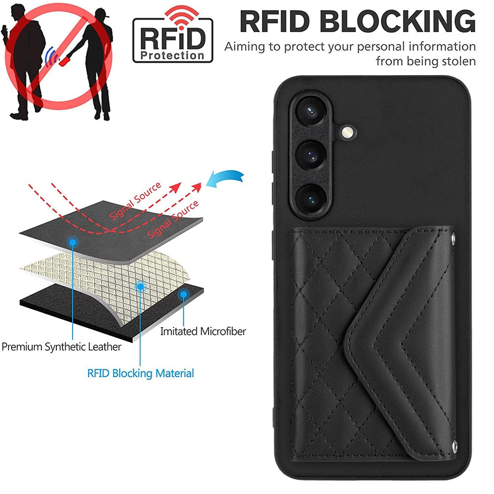 Samsung Galaxy S24 5G Leather Case with Card Holder & RFID Protection, Long Lanyard Included