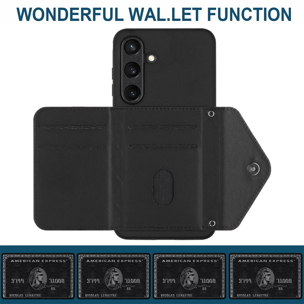 Samsung Galaxy S24 5G Leather Case with Card Holder & RFID Protection, Long Lanyard Included