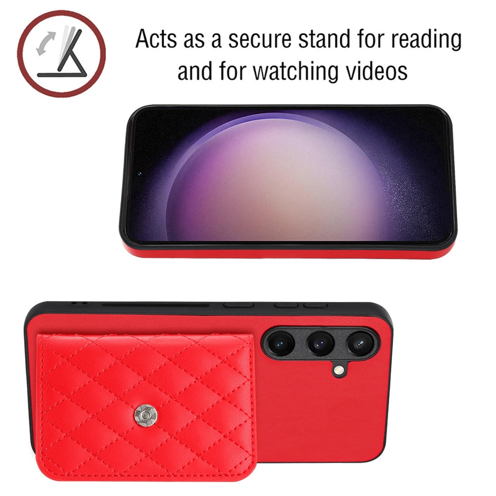 Samsung Galaxy S24 5G Leather Case with Card Holder & RFID Protection, Long Lanyard Included