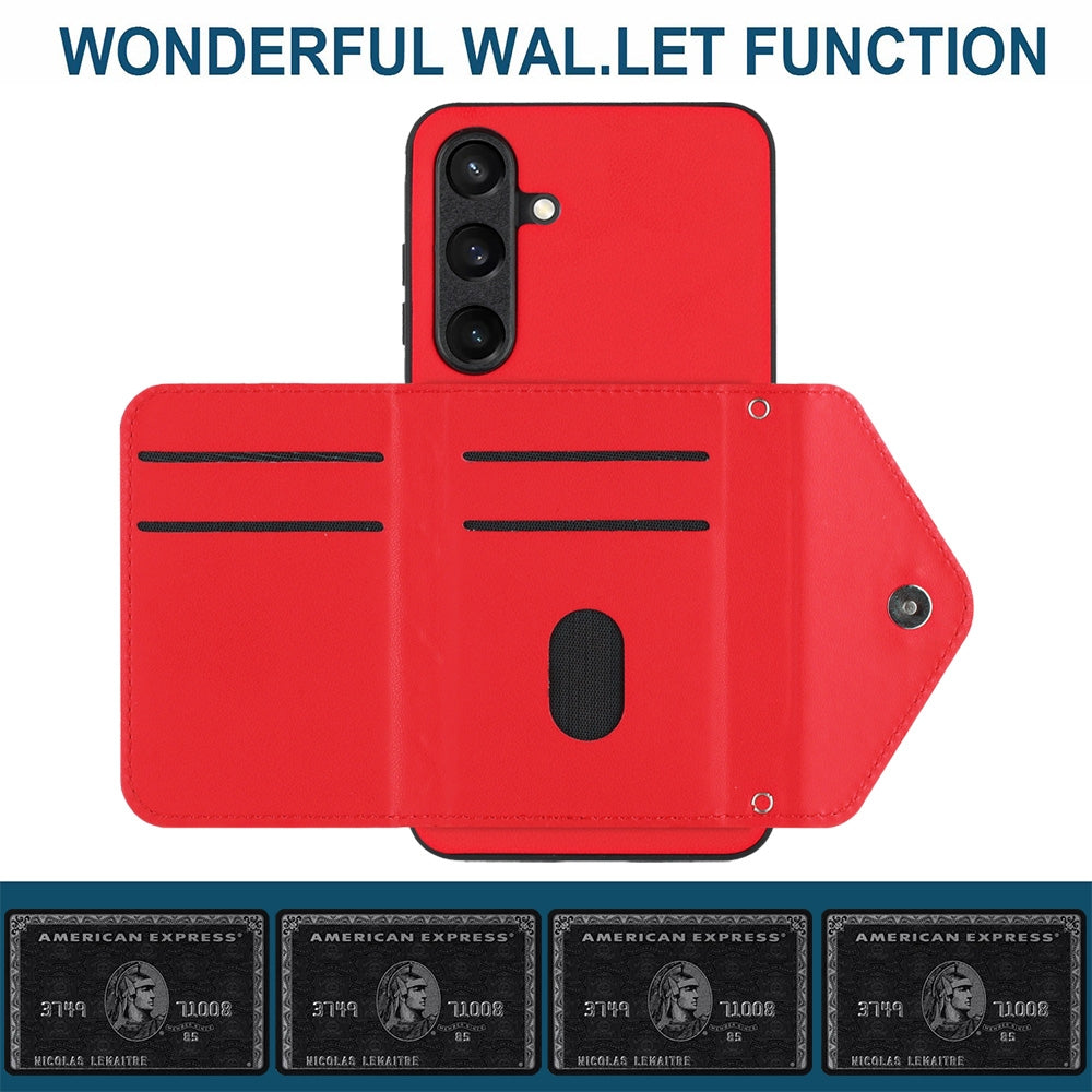 Samsung Galaxy S24 5G Leather Case with Card Holder & RFID Protection, Long Lanyard Included