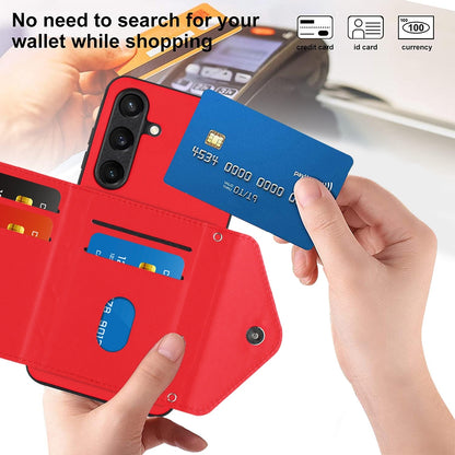 Samsung Galaxy S24 5G Leather Case with Card Holder & RFID Protection, Long Lanyard Included