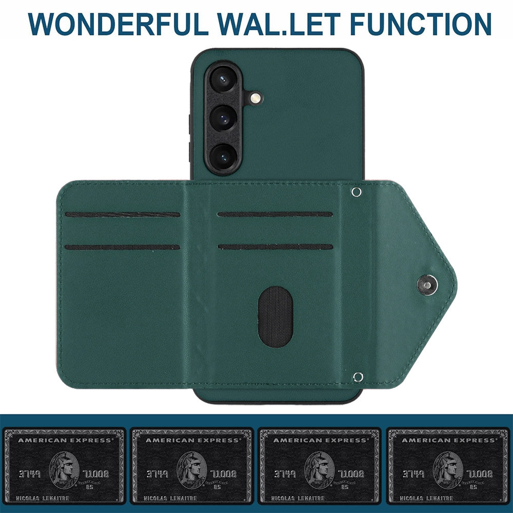Samsung Galaxy S24+ 5G Leather Case with Card Holder & RFID Protection, Long Lanyard Included