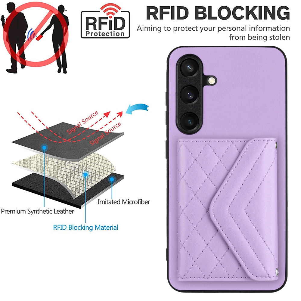 Samsung Galaxy S24+ 5G Leather Case with Card Holder & RFID Protection, Long Lanyard Included