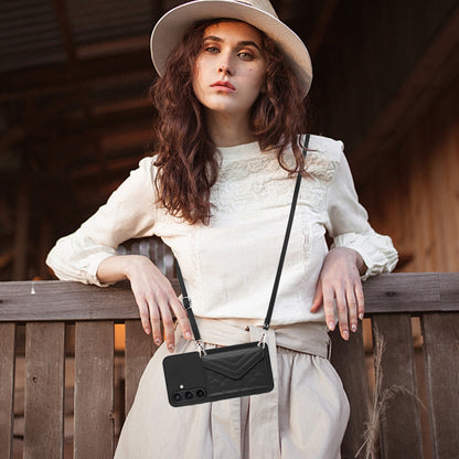Samsung Galaxy S24+ 5G Leather Case with Card Holder & RFID Protection, Long Lanyard Included