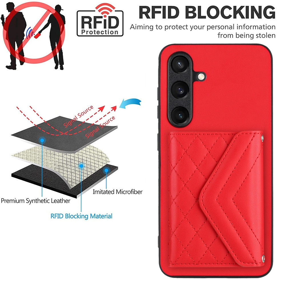 Samsung Galaxy S24+ 5G Leather Case with Card Holder & RFID Protection, Long Lanyard Included