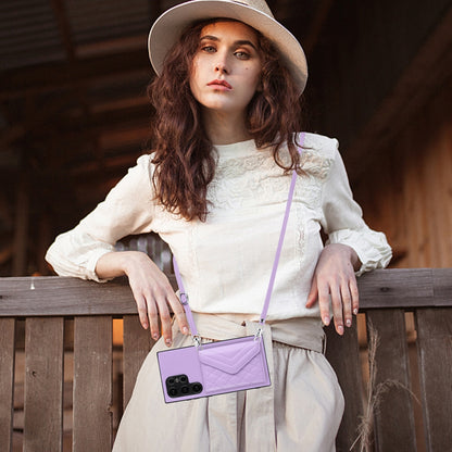 Samsung Galaxy S24 Ultra 5G Leather Case with Card Holder & RFID Protection, Long Lanyard Included