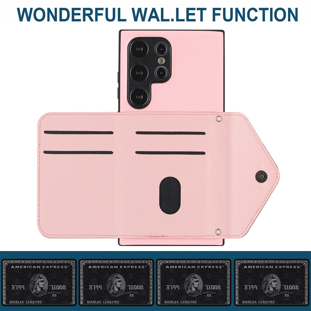 Samsung Galaxy S24 Ultra 5G Leather Case with Card Holder & RFID Protection, Long Lanyard Included